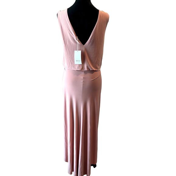 MISA Los Angeles Leza Gathered Crossover Pink Sleeveless Tulip Maxi Dress Size M - Picture 6 of 12